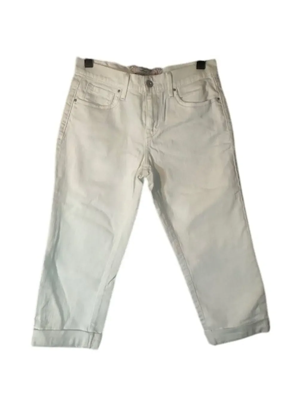 Levi’s Light Pale Blue Cotton Blend Stretch Capri Rolled Trim Jeans Women Sz 4